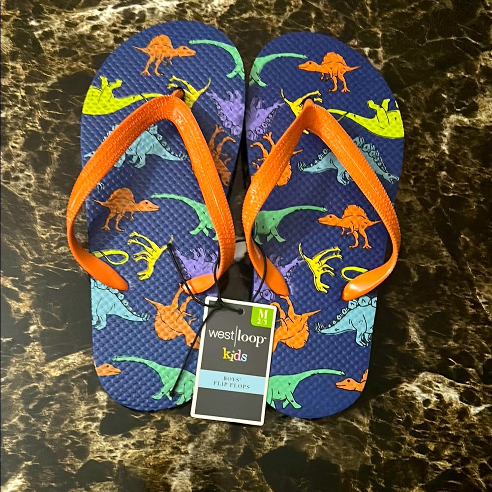 NWT West Loop Boys Dinosaur Flip Flops